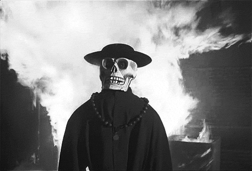 flaming priest skull