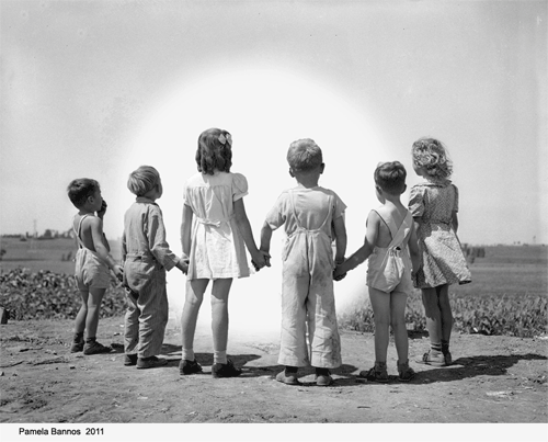 Kids Huddling Around Radioactive Cloud